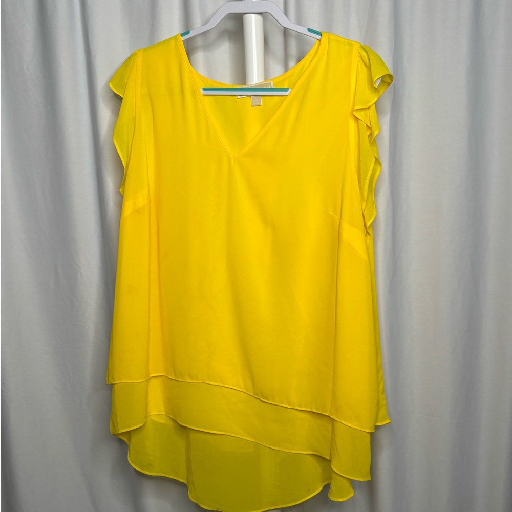 Michael Kors Yellow Layered Flutter Blouse